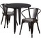 Emma and Oliver Commercial Grade 30" Round Metal Indoor-Outdoor Table Set with 2 Arm Chairs